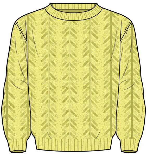 Men Boys Cable Crew Neck Sweater — Stockový vektor