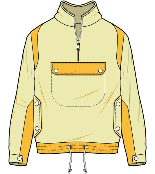 Winter Jacket Hoodie Zip Buttons Pockets — 图库矢量图片