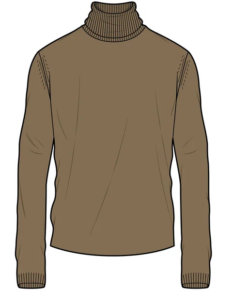 Turtle Neck Jacket Sweater Men Boys Vector — Stock Vector