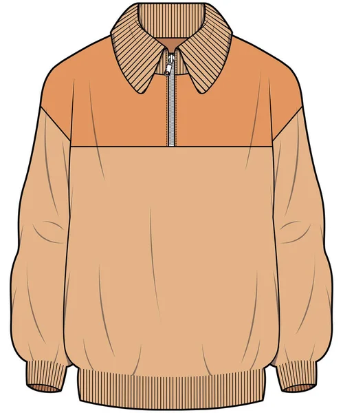 4分の1のZipと丸みを帯びた首のセーターとカバーアップベクトル — ストックベクタ