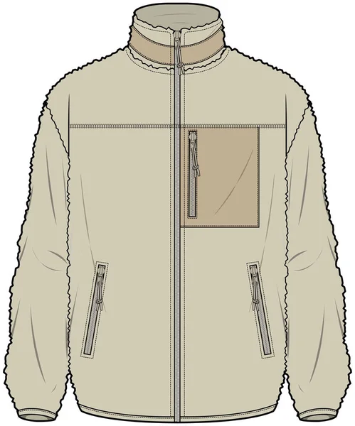 Borg Fleece Jacket Bomber Coat Para Hombres Niños Vector — Vector de stock