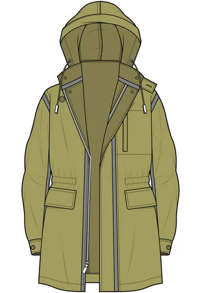 Lange Mantel Und Varsity Jacket Sketch Vector Für Menschen Und — Stockvektor