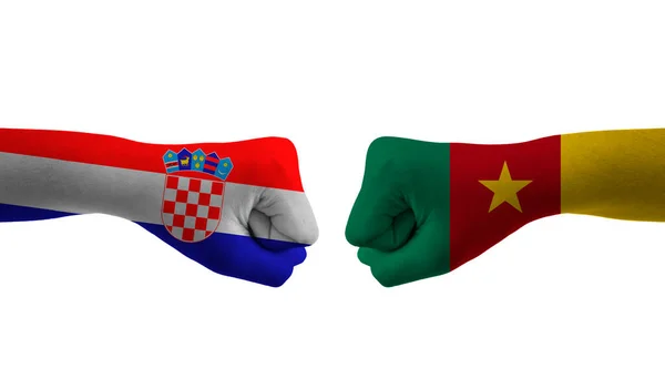 Камерун Хорватія Вручає Прапору Чоловічий Візерунок Футбольного Чемпіонату Світу — стокове фото