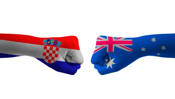 Австралія Хорватія Вручає Чоловічому Прапору Візерунок Футбольного Чемпіонату Світу — стокове фото