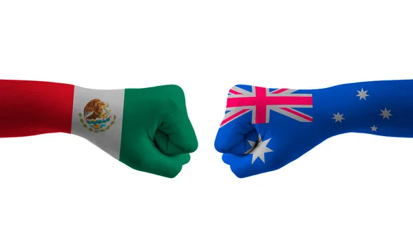 澳大利亚对墨西哥手旗男子举手表决足球世界杯 — 图库照片