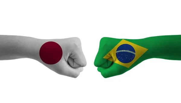 Japão Vs Brasil Soccer Match, Cores Nacionais, Bandeiras Nacionais, Campo  De Futebol, Jogo De Futebol, Copiar Espaço Foto de Stock - Imagem de  batidas, conceito: 200670920