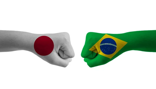 Japão Vs Brasil Soccer Match, Cores Nacionais, Bandeiras Nacionais, Campo  De Futebol, Jogo De Futebol, Copiar Espaço Foto de Stock - Imagem de  batidas, conceito: 200670920