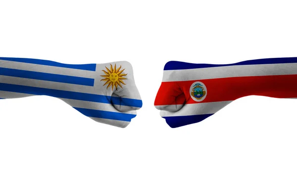 stock image Costa Rica VS uruguay hand flag Man hands patterned football world cup