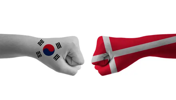 Данія Південь Від Кореї Прапор Людини Візерунки Футбольний Чемпіонат Світу — стокове фото