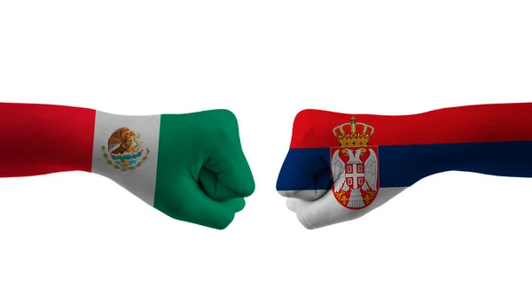 Сербія Проти Мексики Прапор Людини Візерунки Футбольний Чемпіонат Світу — стокове фото