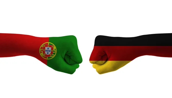 德国对葡萄牙手旗男子举手表决足球世界杯 — 图库照片