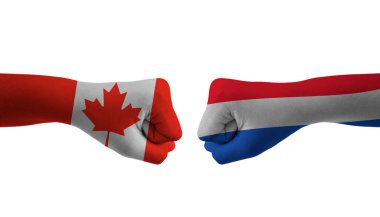 Hollanda - Kanada el bayrağı Adam ellerini futbol dünya kupasına koydu