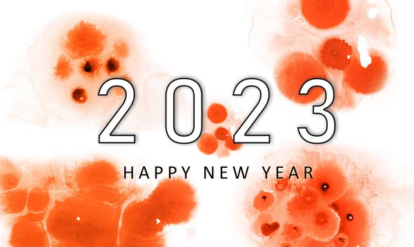 2023 Feliz Año Nuevo Letras Tarjetas Felicitación Fondo Blanco Azul — Foto de Stock