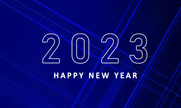 2023 Feliz Año Nuevo Letras Tarjetas Felicitación Fondo Blanco Azul — Foto de Stock