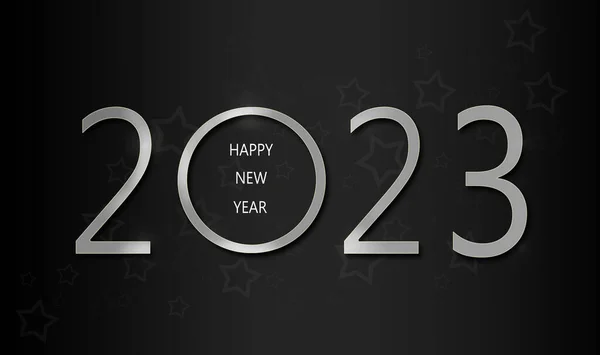 2023 Happy New Year Greeting Card Lettering White Dark Blue Stok Gambar Bebas Royalti