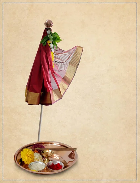 Festa Primaverile Gudhi Padwa Tradizionale Anno Nuovo Gli Indù Marathi — Foto Stock