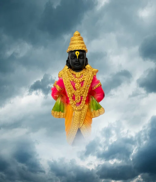 Tuhan Vitthal Dengan Awan Latar Belakang Ashadi Ekadashi Festival Tuhan — Stok Foto