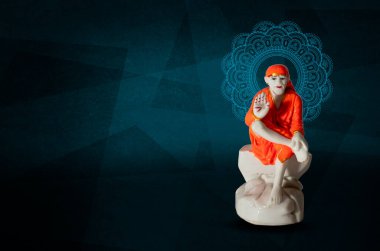 Hindu tanrısı Shirdi Sai Baba heykel arkası gurusu Purnima Festivali