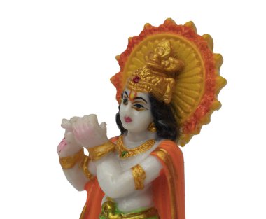 Mavi arka planda Hindu tanrısı Krishna Shree Krishna, Mutlu Janmashtami
