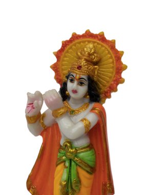 Mavi arka planda Hindu tanrısı Krishna Shree Krishna, Mutlu Janmashtami