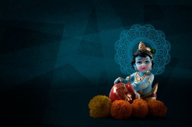 Lord Krishna Hint Tanrısı Janmashtami bayramı, Mutlu Krishna Janmashtami festivali, Tanrı Shri Krishna 'nın doğum günü