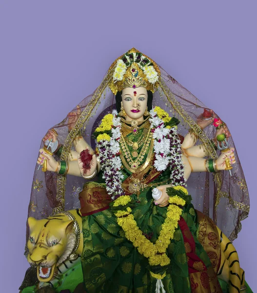 Idole Déesse Durga Dans Pandal Durga Puja Est Festival Hindou — Photo