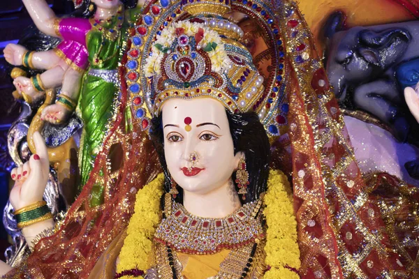 Statue Idolâtre Déesse Maa Durga Joyeux Navratri Dussehra — Photo