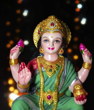 Laxmi Poojan Lord Laxmi heykeli, Hint Festivali Diwali Laxmi Pooja