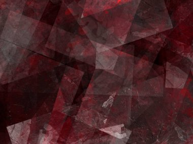 Rastgele katmanlı dokulu şeffaf kareler içeren kırmızı ve siyah arkaplan
