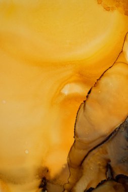 Sarı ve siyah alkol pankartı. Suluboya mürekkep. Soyut lüks sanat eserleri. Alkol arka plan mürekkebi tekniği.