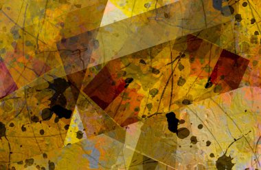 Farklı geometrik öğelerle soyut renkli sulu boya arka plan