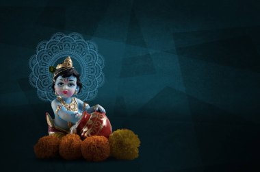 Lord Krishna Hint Tanrısı Janmashtami bayramı, Mutlu Krishna Janmashtami festivali, Tanrı Shri Krishna 'nın doğum günü