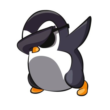 Düz stil ve beyaz arkaplan ile sevimli komik penguen simgesi