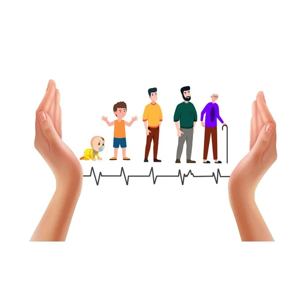 vektör karikatür insan karakter büyümesi ve yaşlanma süreci