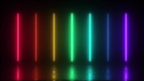 Koncept 173 Animované Abstraktní Neonové Světlo Led Světelným Efektem Blikajícím — Stock video