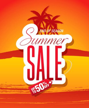 Yaz tatili afiş tasarımı, vektör illüstrasyonu