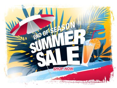 yaz indirimi afiş tasarımı, vektör illüstrasyonu, taze versiyon