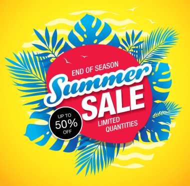 yaz indirimi afiş tasarımı, vektör illüstrasyonu, taze versiyon