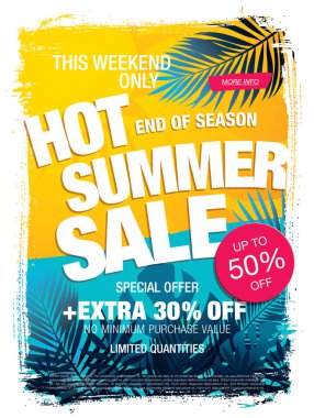 yaz indirimi afiş tasarımı, vektör illüstrasyonu, taze versiyon