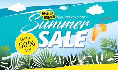 yaz indirimi afiş tasarımı, vektör illüstrasyonu, taze versiyon