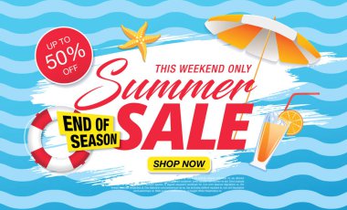 yaz indirimi afiş tasarımı, vektör illüstrasyonu, taze versiyon