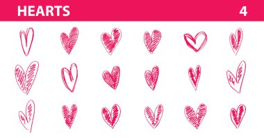 El çizimi kalp sembolleri, vektör koleksiyonu