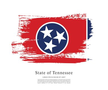 ABD Tennessee Bayrağının fırça darbesi arka planlı vektör çizimi