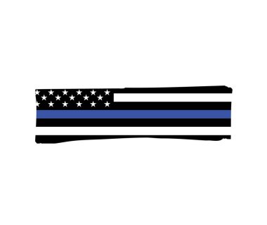 Siyah beyaz ve mavi renkli dalgalı Amerikan bayrağı üzerine vektör çizimi