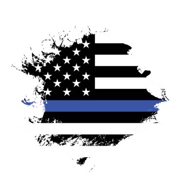 Siyah beyaz ve mavi renkli dalgalı Amerikan bayrağı üzerine vektör çizimi