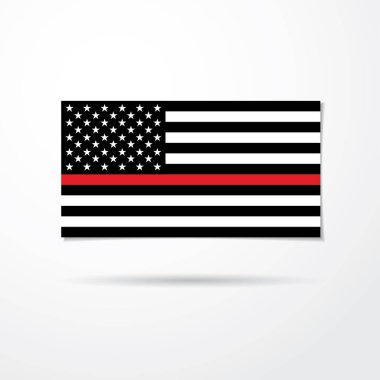 Siyah beyaz ve kırmızı renklerde soyut Amerikan bayrağı