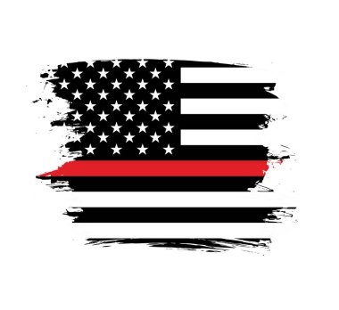 Siyah beyaz ve kırmızı renklerde dalgalı Amerikan bayrağı