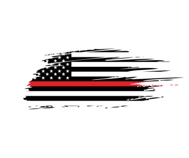 Siyah beyaz ve kırmızı renklerde dalgalı Amerikan bayrağı