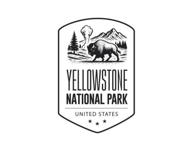 Yellowstone Ulusal Park Vektör İllüstrasyonu