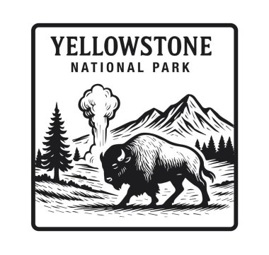 Yellowstone Ulusal Park Vektör İllüstrasyonu